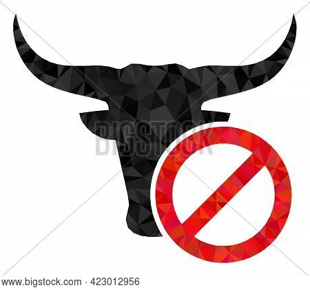 Low-poly Reject Beef Constructed Of Random Filled Triangles. Triangle Reject Beef Polygonal Icon Ill