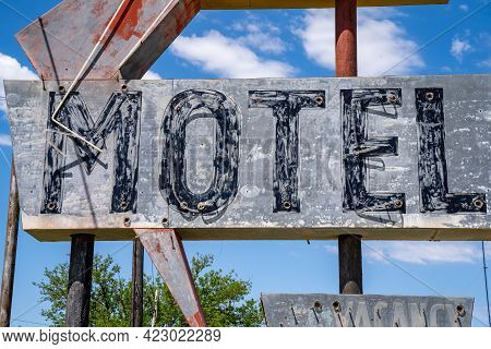 Generic, Old Abandoned Neon Sign For A Motel Along Route 66 In Oklahoma