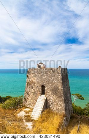 Torre di Monte Pucci near Baia Calenella beach, Vico del Gargano, Foggia, Italy