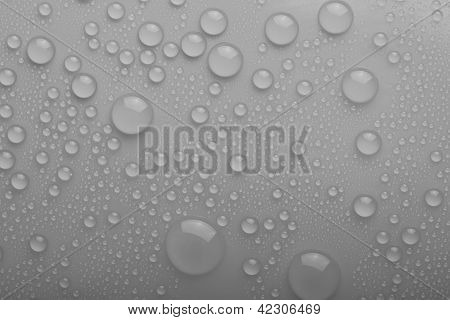 Water Drops On Silver Background