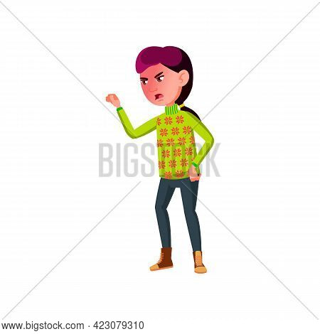 Angry Girl Crying On Boyfriend Cartoon Vector. Angry Girl Crying On Boyfriend Character. Isolated Fl