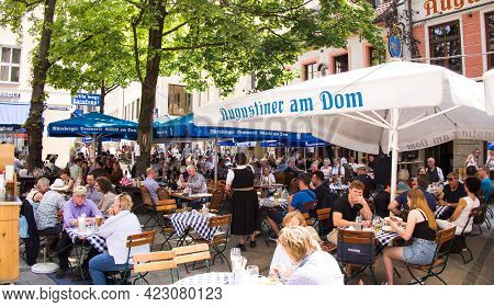 Original Bavarian Beer Garden In Munich - Munich, Germany - June 03, 2021