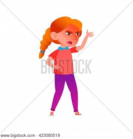 Extremely Angry Girl Child Screaming At Her Brother Cartoon Vector. Extremely Angry Girl Child Screa