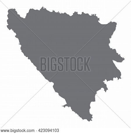 Bosnia And Herzegovina Silhouette Map Isolated On White Background