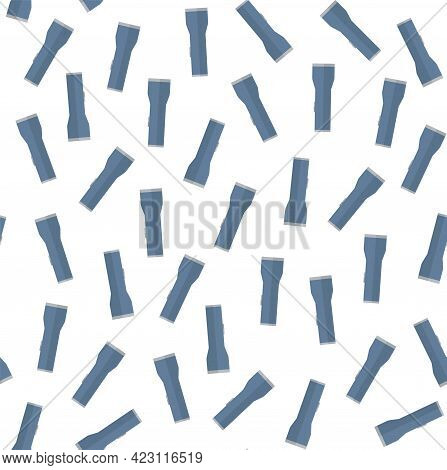 Seamless Vector Pattern With Blue Torches And Flashlights On White Background. Perfect For Wallpaper