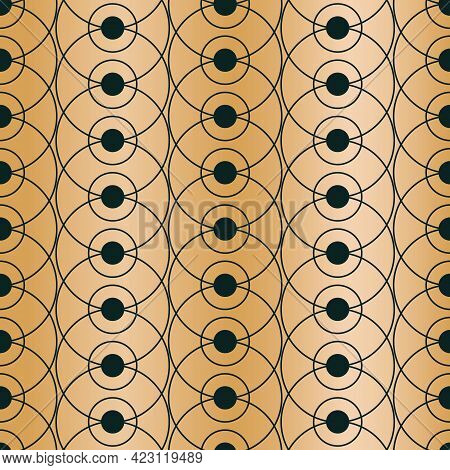 Vector Dark Chains Mesh Golden Seamless Pattern
