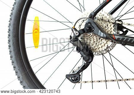 Parts Of Bicycle: Cassette, Chain, Rear Derailleur, Wheel Close-up