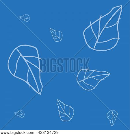 Leaf Pattern Vector Illustration On A Blue Background