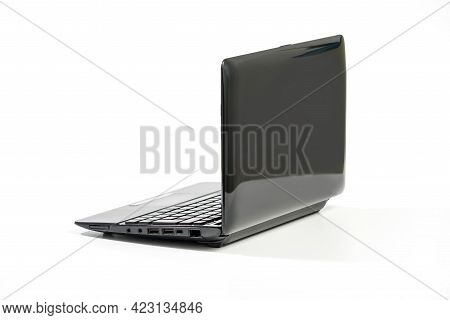 Small Ten Inch Laptop  Isolated On White Background - Side View With Clipping Path