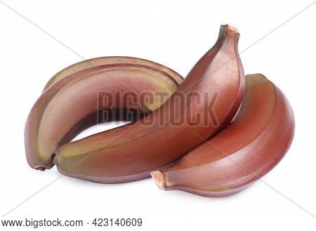 Tasty Red Baby Bananas On White Background