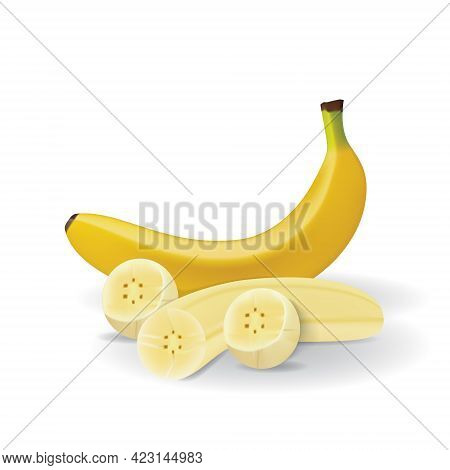 Banana Healthy Organic Fresh Fruit Summer Isolated Vector Illustration