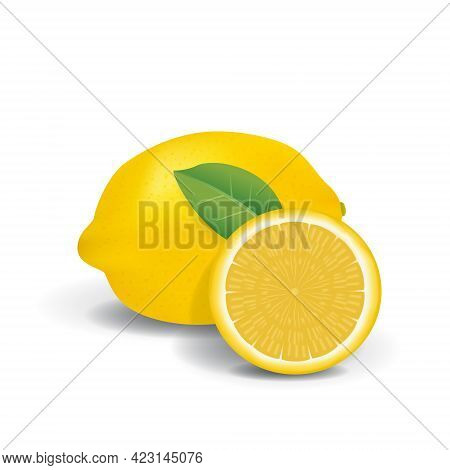Lemon Healthy Organic Fresh Fruit Summer Isolated Vector Illustration