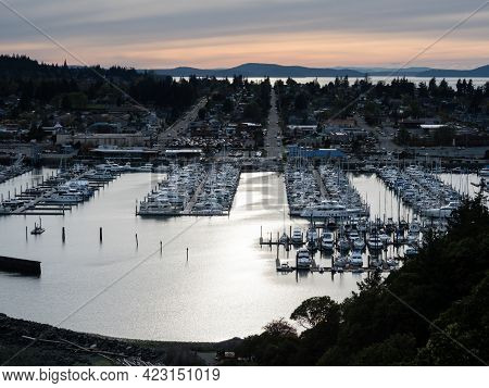 Anacortes At Sunset, Scenic View From Cap Sante Park - Washington State, Usa