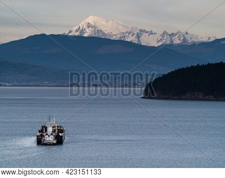Sunset View Of Fidalgo And Padilla Bay With Mount Baker At The Background From Cap Sante Park In Ana