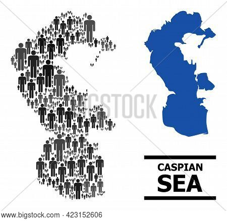 Map Of Caspian Sea For Political Proclamations. Vector Demographics Abstraction. Concept Map Of Casp