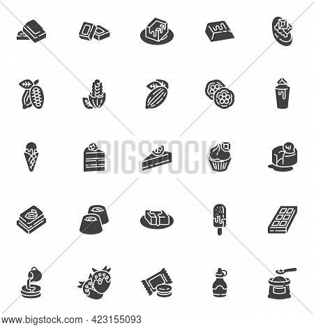 Chocolate And Cocoa Vector Icons Set, Modern Solid Symbol Collection, Filled Style Pictogram Pack. S