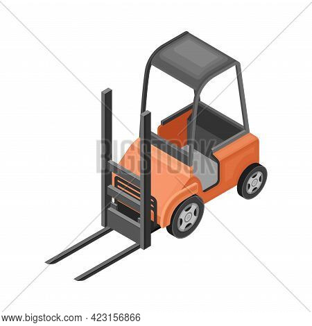 Forklift Or Lift Truck As Powered Industrial Truck And Warehouse Equipment For Goods Moving Isometri