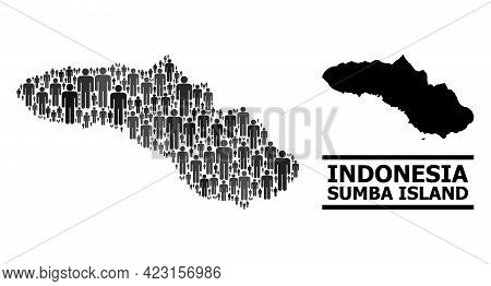 Map Of Sumba Island For National Agitprop. Vector Demographics Collage. Concept Map Of Sumba Island 