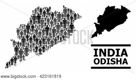 Map Of Odisha State For Political Doctrines. Vector Nation Abstraction. Concept Map Of Odisha State 