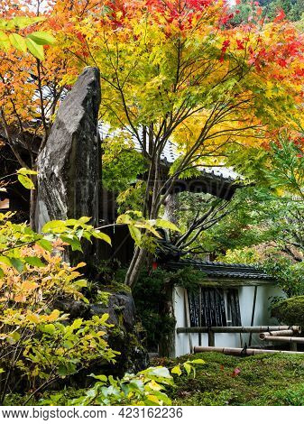 Kiso, Nagano Prefecture, Japan - October 23, 2017: Autumn On The Grounds Of Kozenji Temple