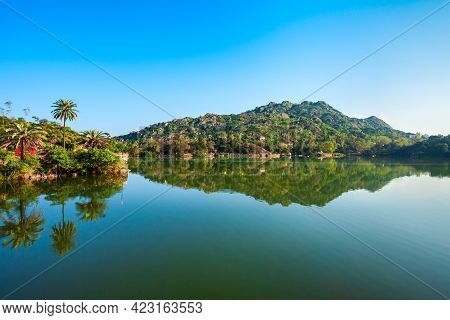 Mount Abu And Nakki Lake Panoramic View. Mount Abu Is A Hill Station In Rajasthan State, India.