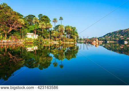Mount Abu And Nakki Lake Panoramic View. Mount Abu Is A Hill Station In Rajasthan State, India.