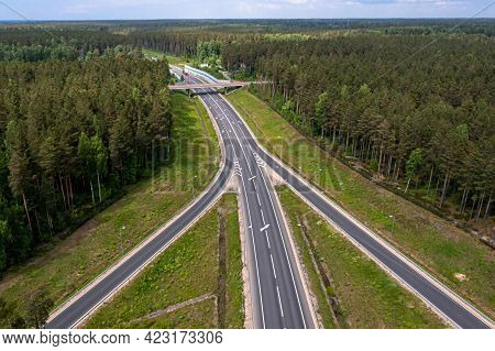 Highway A1 Via Baltica (between Vilnius, Riga And Tallinn), Road Section Next To Saulkrasti, Latvia,