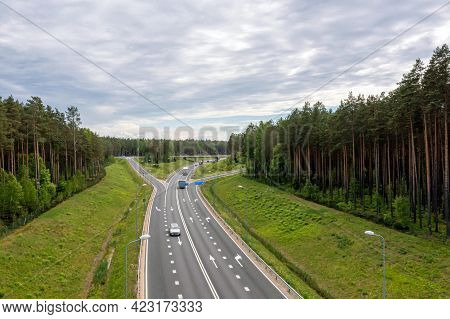 Highway A1 Via Baltica (between Vilnius, Riga And Tallinn), Road Section Next To Saulkrasti, Latvia,
