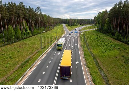 Highway A1 Via Baltica (between Vilnius, Riga And Tallinn), Road Section Next To Saulkrasti, Latvia,