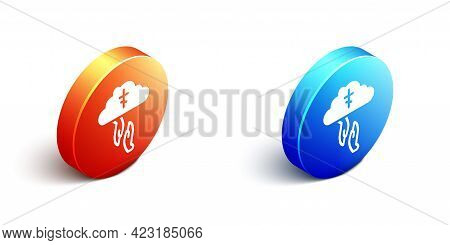 Isometric Gods Helping Hand Icon Isolated On White Background. Religion, Bible, Christianity Concept