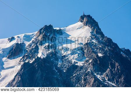 Aiguille Du Midi Is A 3842 M Mountain In The Mont Blanc Massif Within The French Alps Near The Chamo
