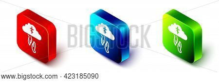 Isometric Gods Helping Hand Icon Isolated On White Background. Religion, Bible, Christianity Concept