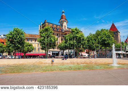 Place De La Navigation Square In Lausanne Or Losanna Capital City And Biggest Town Of Vaud Canton, L
