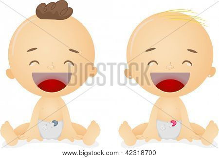 Esimerkki nauraa miesten ja naisten vauvat