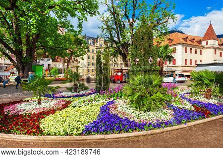 Public Park Merano City Centre View. Merano Or Meran Is A Town In South Tyrol Province In Northern I