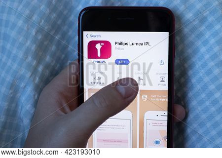New York, Usa - 1 June 2021: Philips Lumea Ipl Mobile App Logo On Phone Screen, Close-up Icon, Illus