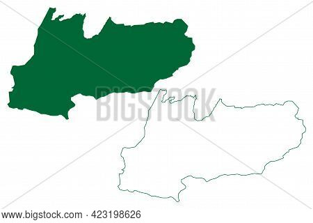 West Khasi Hills District (meghalaya State, Republic Of India) Map Vector Illustration, Scribble Ske