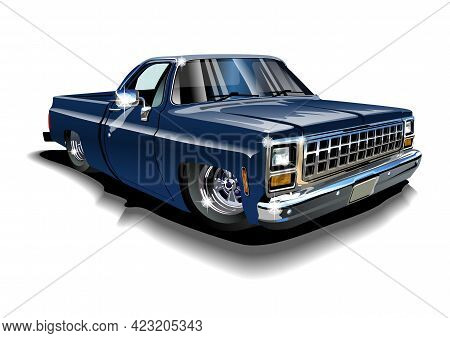 Vector Cartoon Lowrider Pickup. Available Eps-10 Format Separated By Groups For Easy Edit