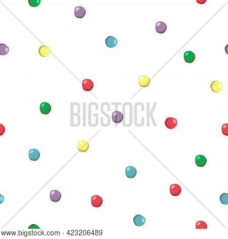 Multi Colored Polka Dot Pattern. Colorfull Dots Seamless Vector Background.