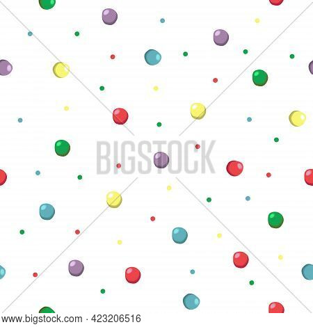 Multi Colored Polka Dot Pattern. Colorfull Dots Seamless Vector Background.