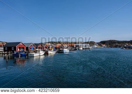 April 17, 2021 - Hamburgsund, Sweden: A Picturesque Fishing Village On The Swedish West Coast. Tradi