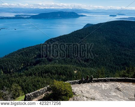 Scenic View Over Rosario Strait From The Watchtower At The Top Of Mount Constitution In Moran State 