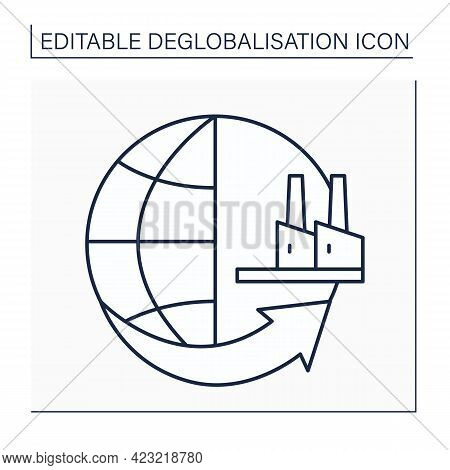 Reshoring Line Icon. Returning Production And Manufacturing Of Goods Back To Company Original Countr