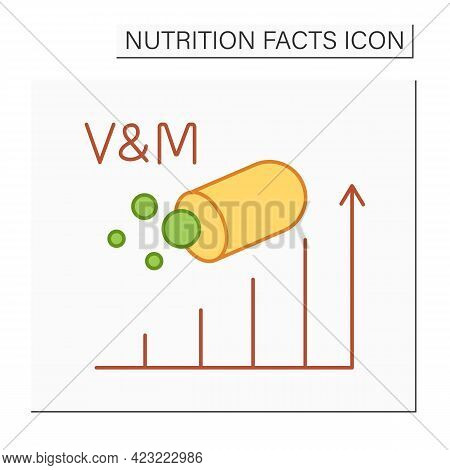 Vitamins And Minerals Content Color Icon.energy Value. Multivitamin. Nutrition Facts. Nutrient Suppl
