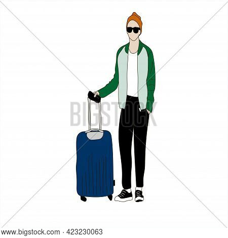 Vector Illustration Of Kpop Street Fashion. Street Idols Of Koreans. Kpop Men's Fashion Idol. The Gu