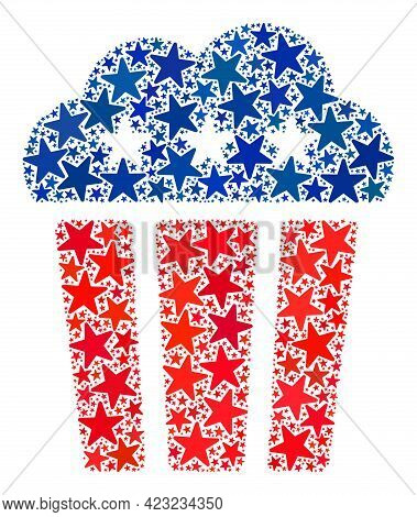 Popcorn Composition Of Stars In Different Sizes And Color Shades. Popcorn Illustration Uses American