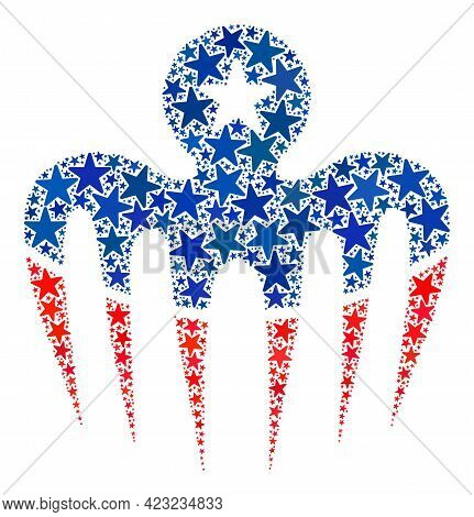 Terrible Octopus Mosaic Of Stars In Different Sizes And Color Hues. Terrible Octopus Illustration Us