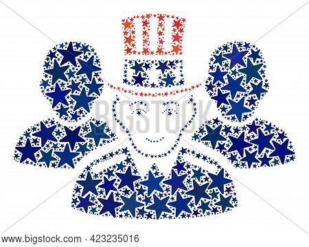 Uncle Sam Team Collage Of Stars In Different Sizes And Color Hues. Uncle Sam Team Illustration Uses 