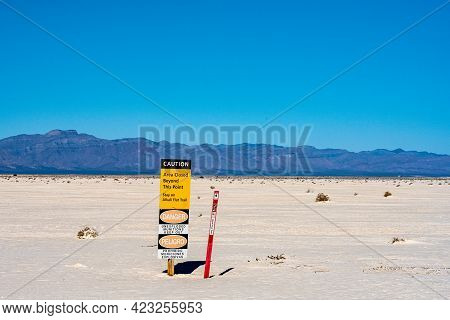 Unexploded Munitions Danger Sign In White Sands National Park