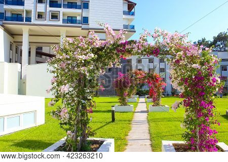 Goynuk, Antalya, Turkey - May 11, 2021: Main Entrance Of Seven Seas Hotel Life Ultra All Inclusive A